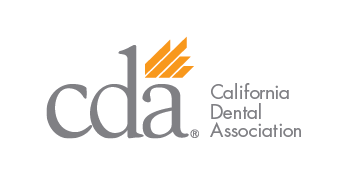 The image shows a logo with text that reads  CDA  and  California Dental Association,  indicating the name of an organization related to dental care.
