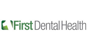 The image displays a logo with the text  First Dental Health  beneath it, suggesting it represents a dental health service branded as First Dental Health.